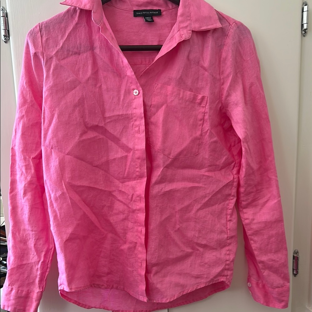 Saks Fifth Avenue Pink linen  Blouse